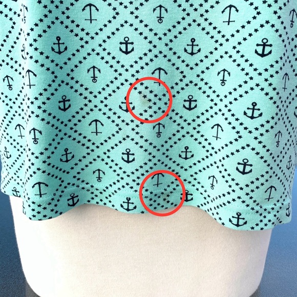 Croft & Barrow Light Teal Green & Navy Blue Nautical Short Sleeve Top ~ Size XL - Picture 8 of 8